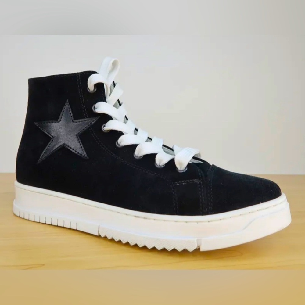 Michael Pasinkoff Black Suede Leather High Top Sneakers Women’s US 6 Euro 36 EUC - Picture 3 of 10